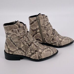 Steven New York Harmon Snakeskin-Print Booties